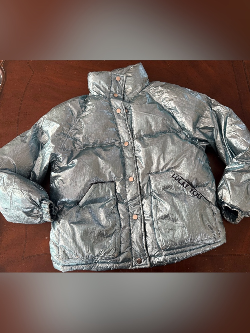 Zara metallic puffer coat